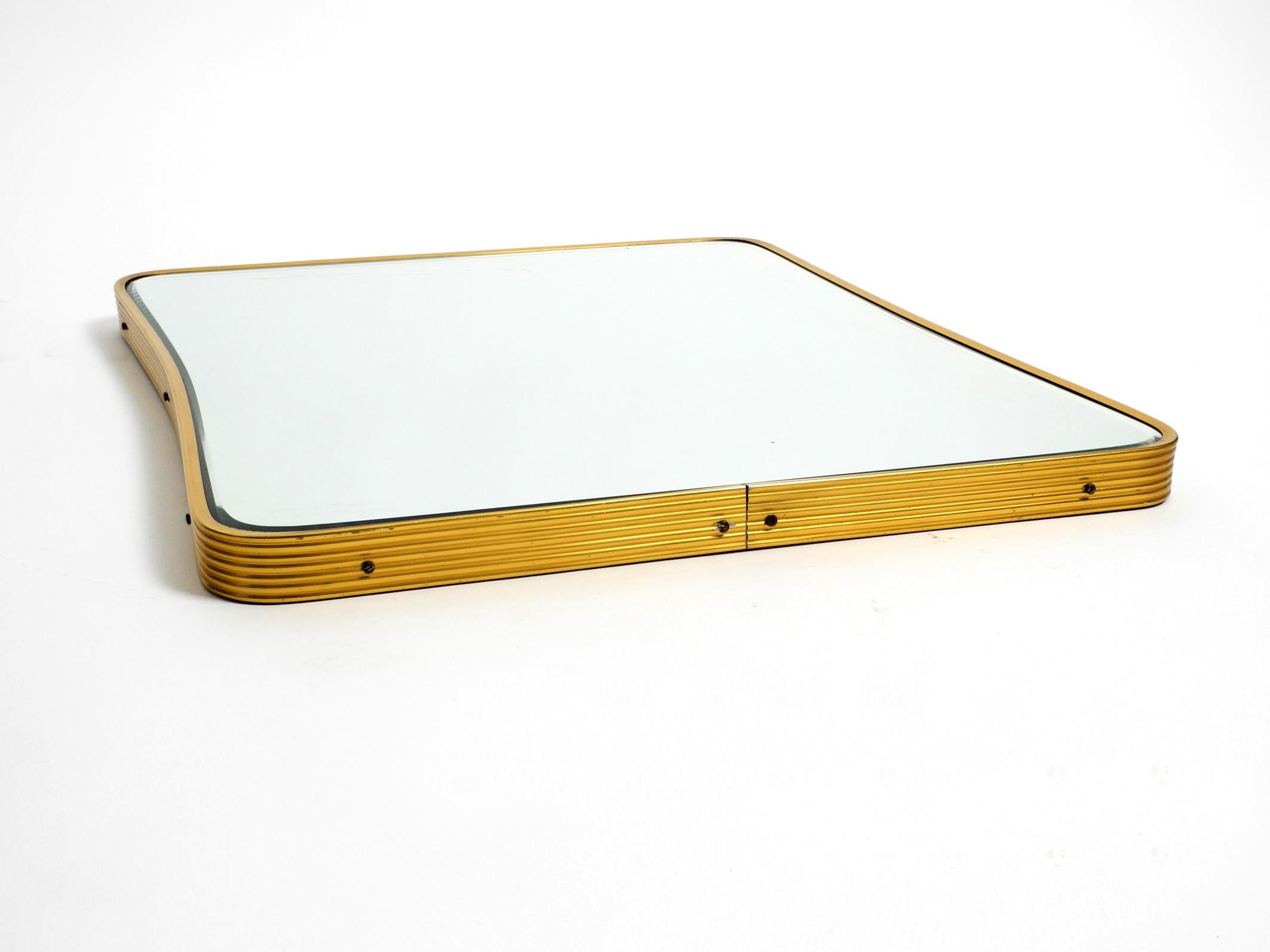 Beautiful Elegant Italian Mid-Century Modern Wall Mirror with a Brass Frame 1