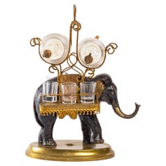 Antique Beautiful Elephant Liqueur Cellar, Late 19th Century