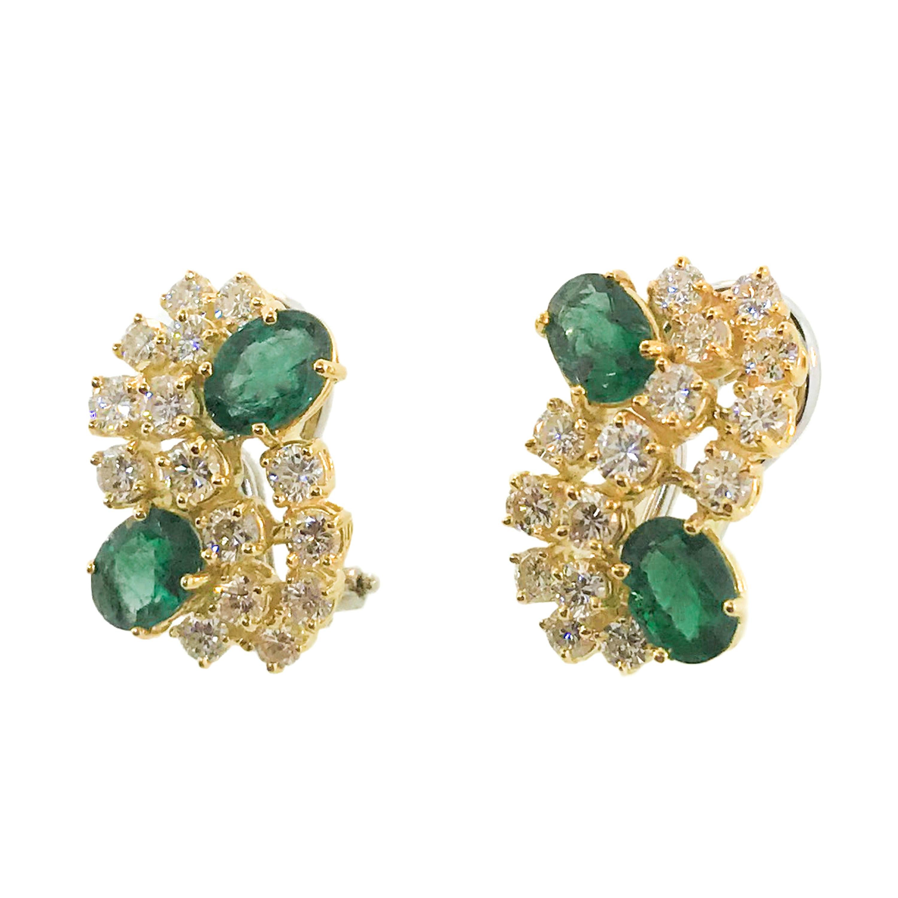 Beautiful Emerald and Diamond Earrings For Sale