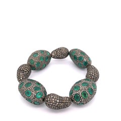 Beautiful Emerald and Diamond Stretch Bracelet