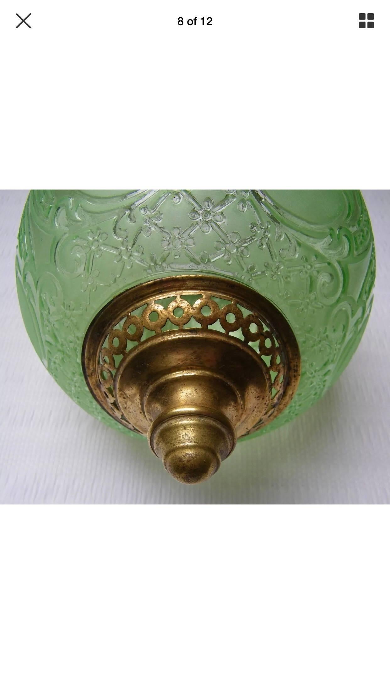 Beautiful Emerald Green Oil Lantern or Pendant ''Baccarat'', circa 1890s 6