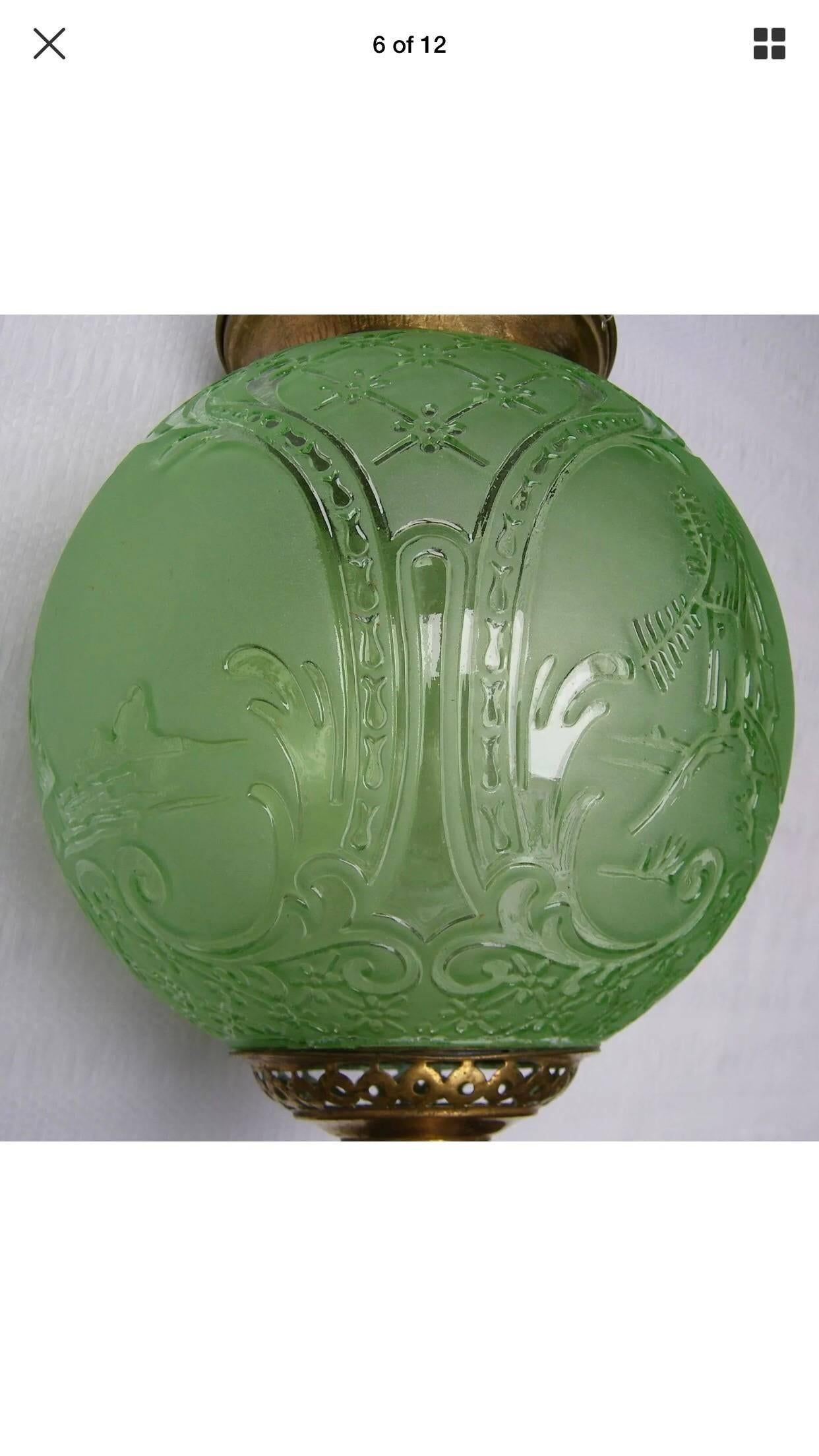 Late 19th Century Beautiful Emerald Green Oil Lantern or Pendant ''Baccarat'', circa 1890s