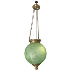 Beautiful Emerald Green Oil Lantern or Pendant ''Baccarat'', circa 1890s