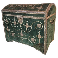 Beautiful Emerald Green Velvet Dome Top Trunk