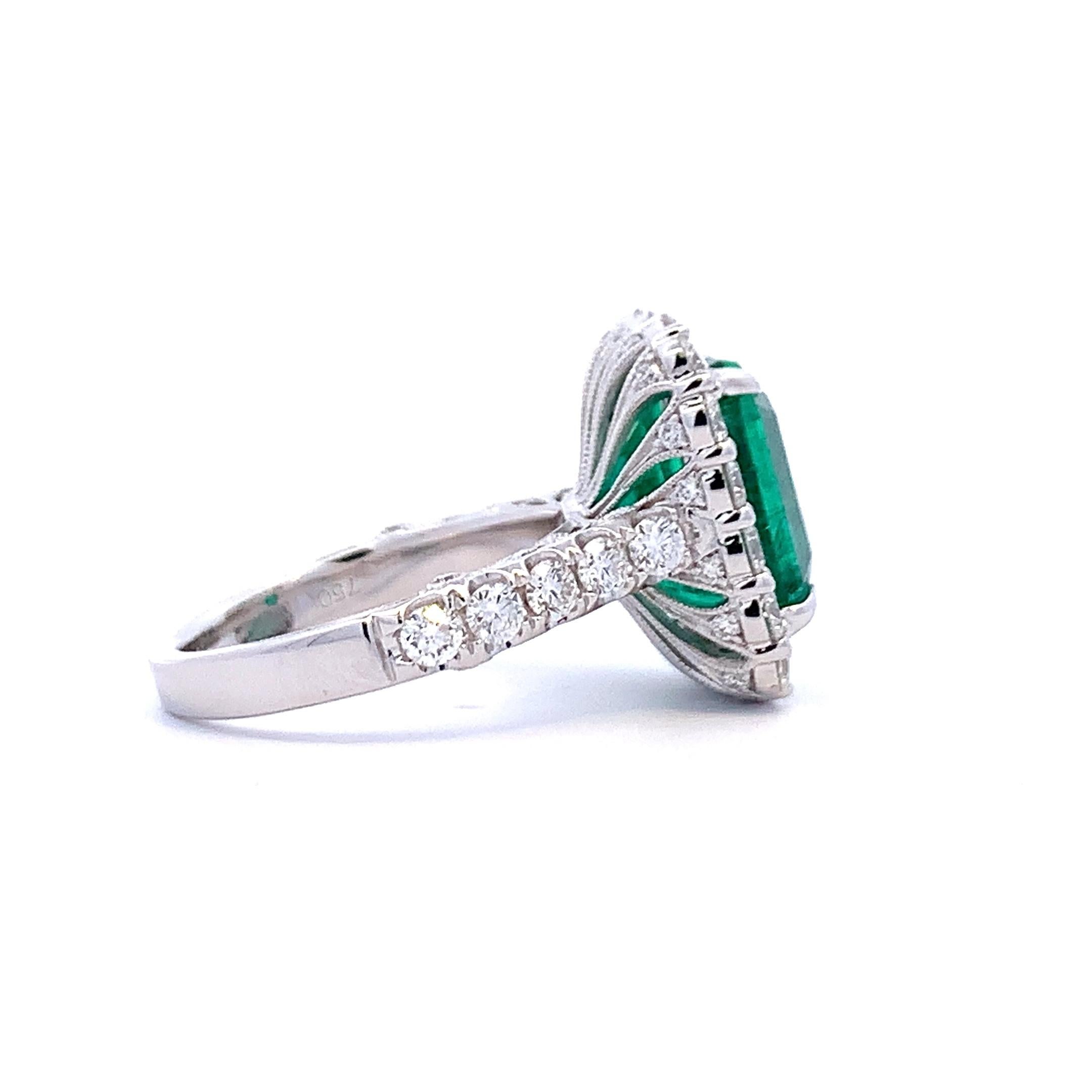 Emerald Cut Beautiful Emerald Halo Ring, '7.47ct'