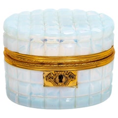 Beautiful Empire Period (1810) Russian Ormolu Mounted White Opaline Covered Box