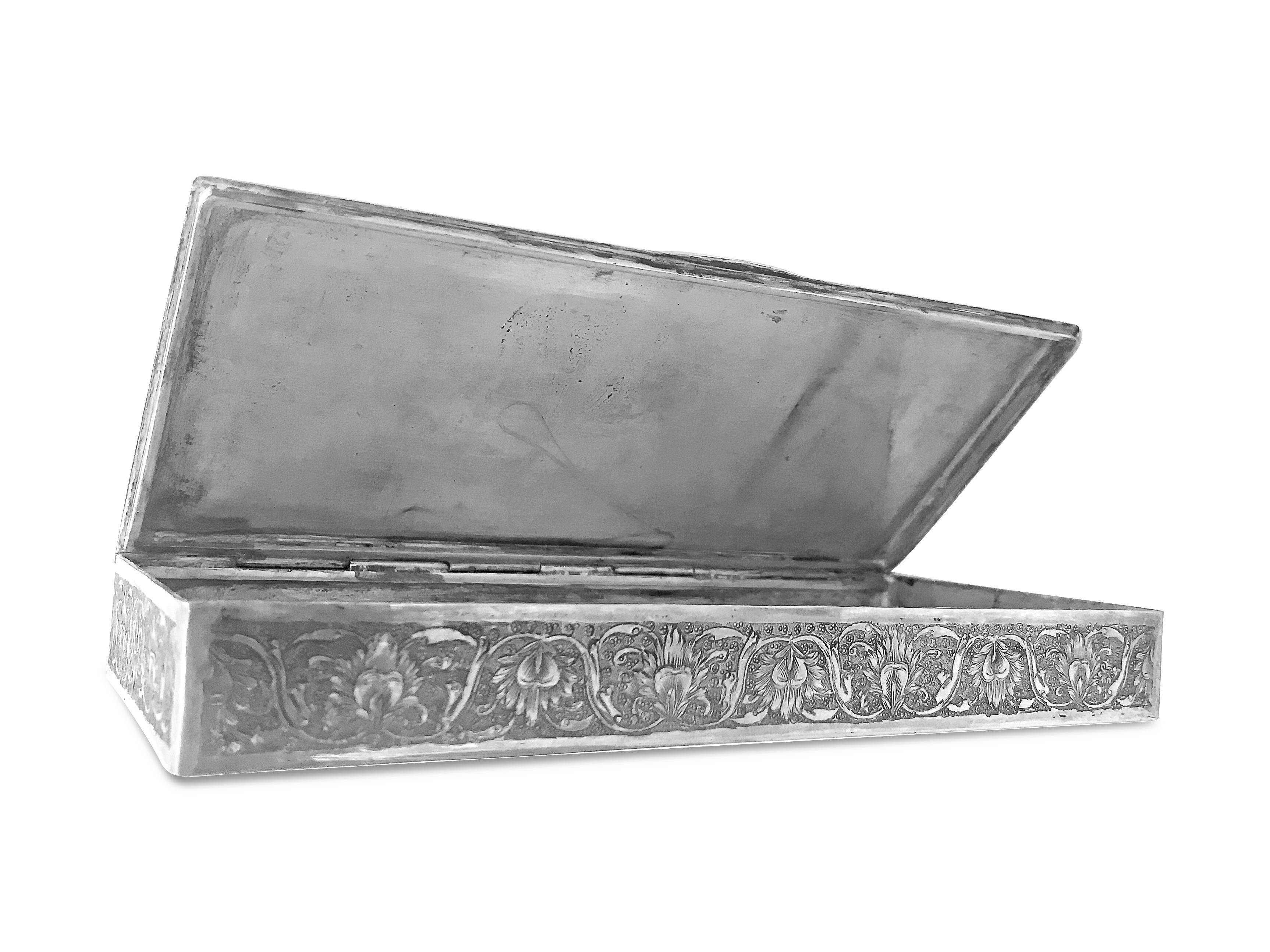 Beautiful Enamel Rectangle Silver Box For Sale 1