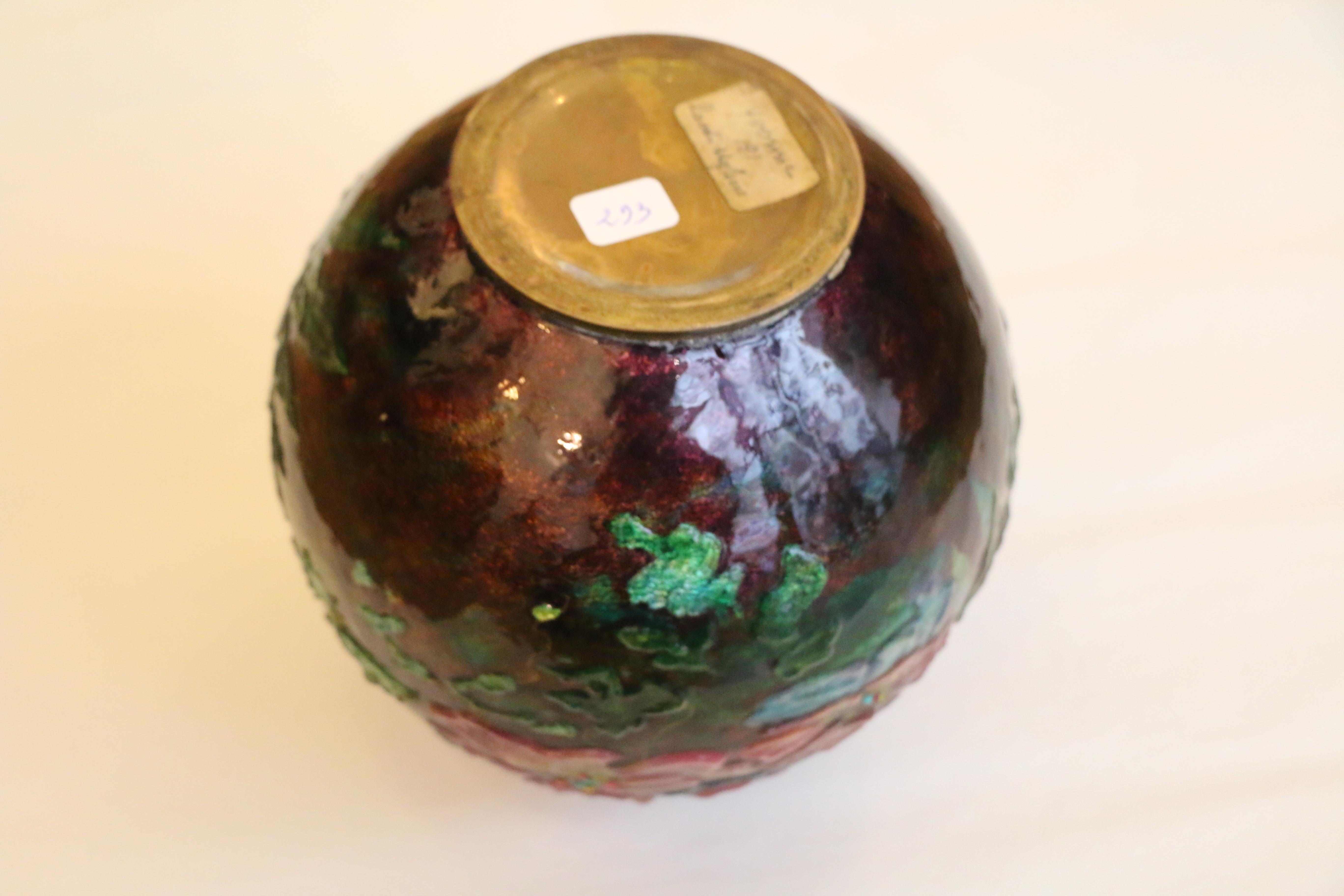 Beautiful Enameled Floral Copper Vase by Camille Fauré, Art Deco, 1920's, France 1