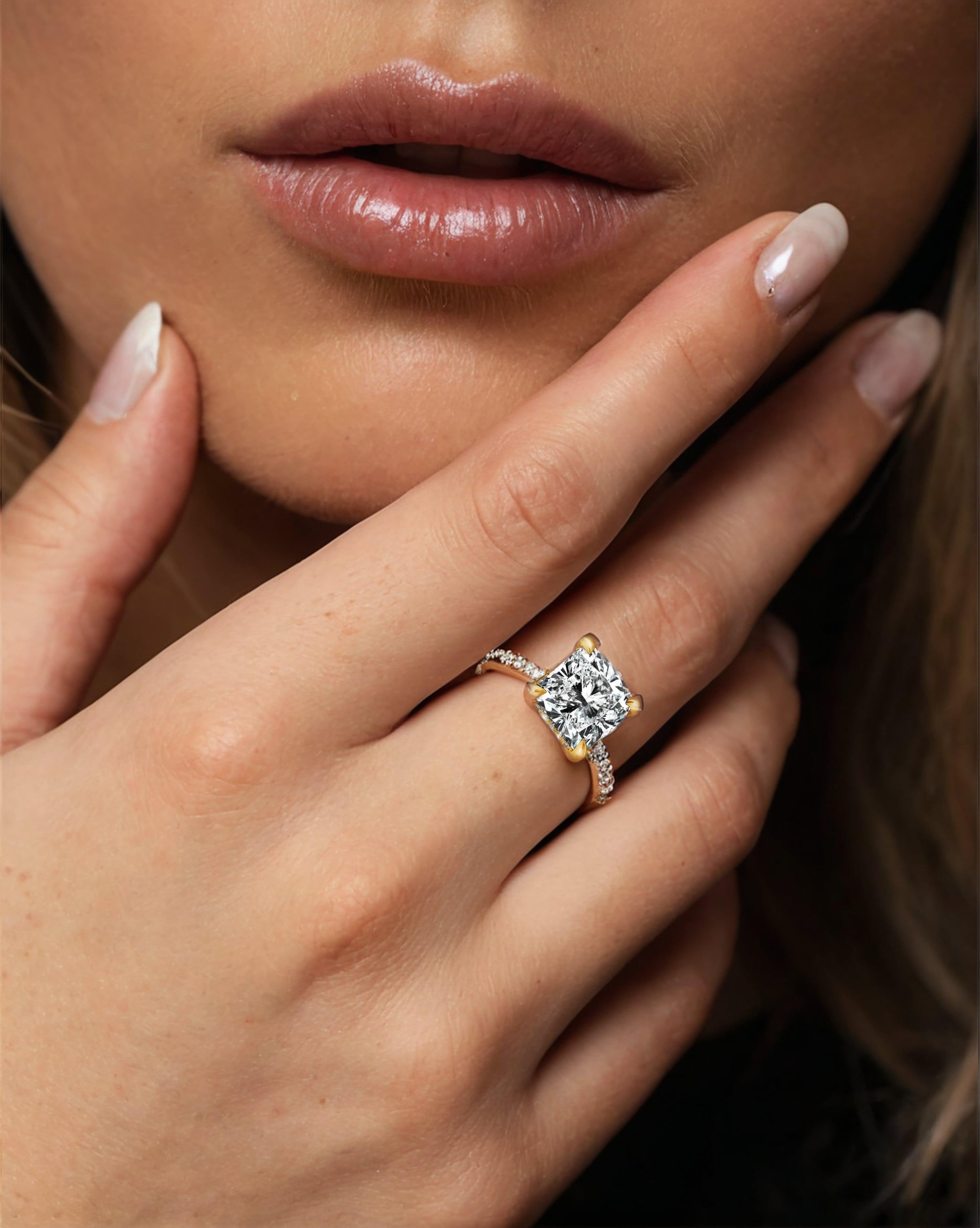 For Sale:  Round Cut 18K White Gold Diamond Pave Engagement Ring 2