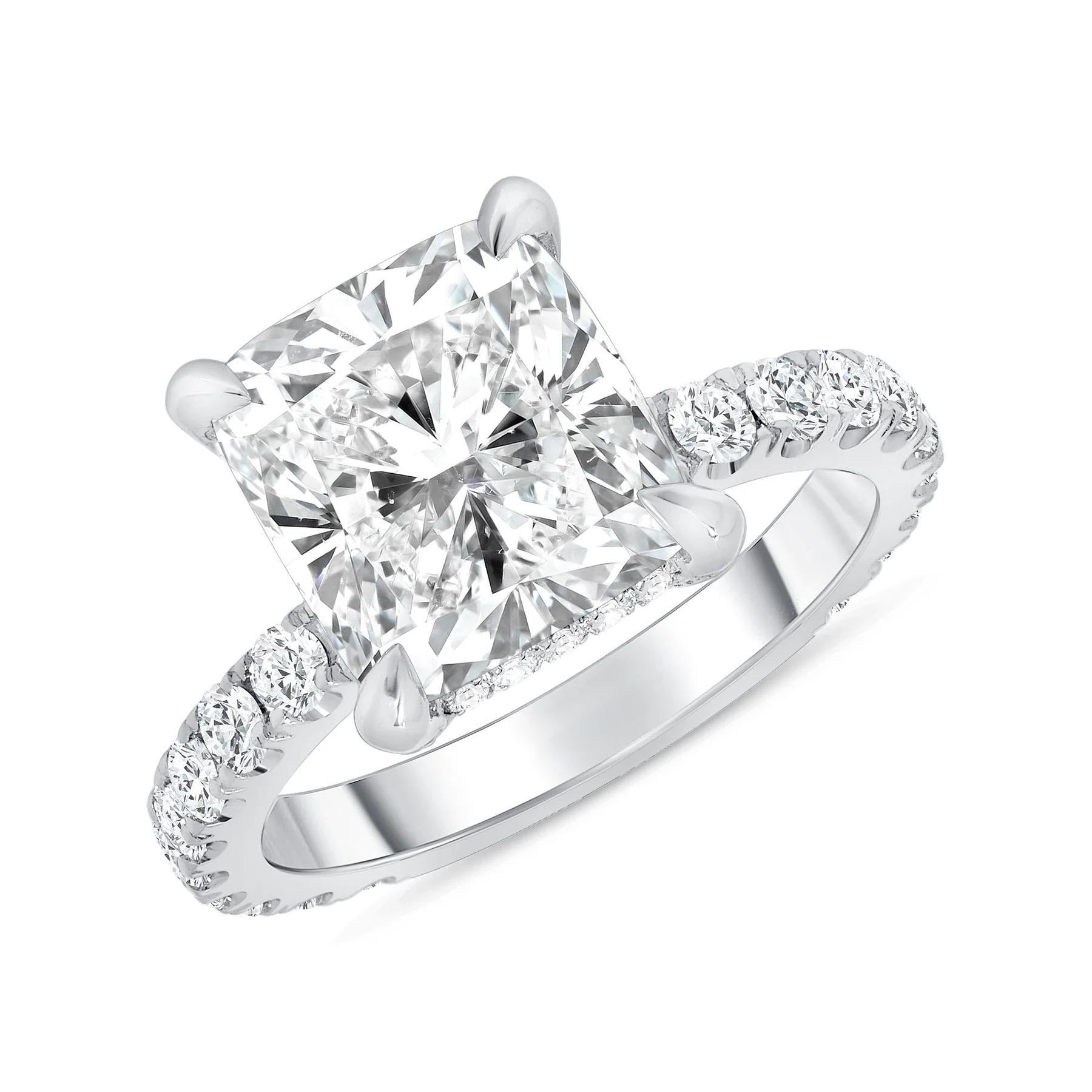 For Sale:  Round Cut 18K White Gold Diamond Pave Engagement Ring 3