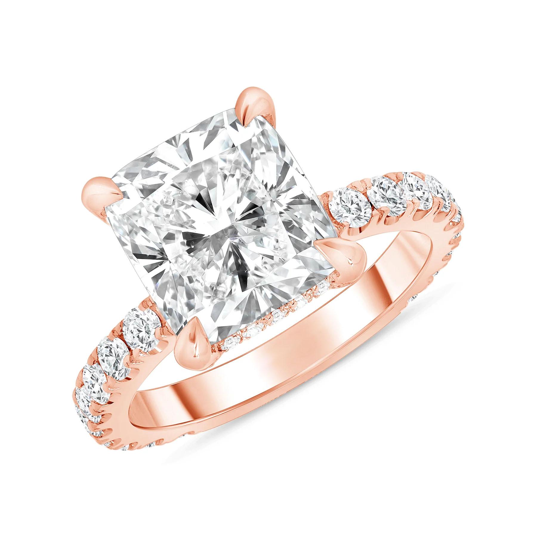For Sale:  Round Cut 18K White Gold Diamond Pave Engagement Ring 4