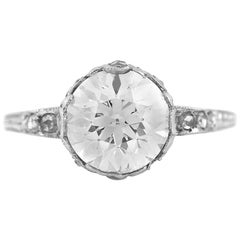 Vintage Engagement Ring High Setting with 4.38 Carat Center Diamond