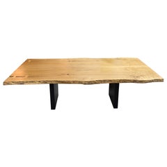 Beautiful English Elm Live Edge Dining Table with Butterflies