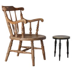 Antique English Elm Low Back Windsor Armchair  Smokers Fireside Chair