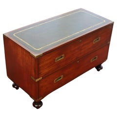 Antique Beautiful English Oak Campaign Style Chest Of Drawers