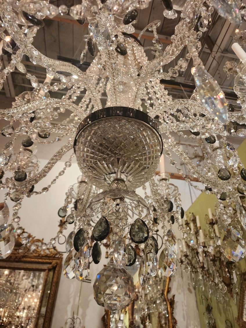 Beautiful English Waterford Chandelier with clear and black smoky crystals, No repair chandelier is in excellent conditions US wired and ready to install.