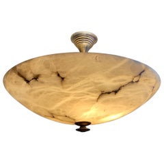 Beautiful 
Enormous Size Alabaster 
Brass Art Deco Pendant Light / Flush Mount