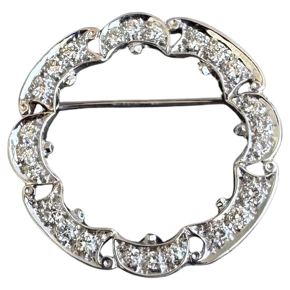 Beautiful Estate 14kt White Gold Diamond Brooch - 1ctw GH VS/SI Diamonds For Sale