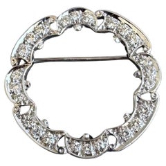 Beautiful Estate 14kt White Gold Diamond Brooch - 1ctw GH VS/SI Diamonds