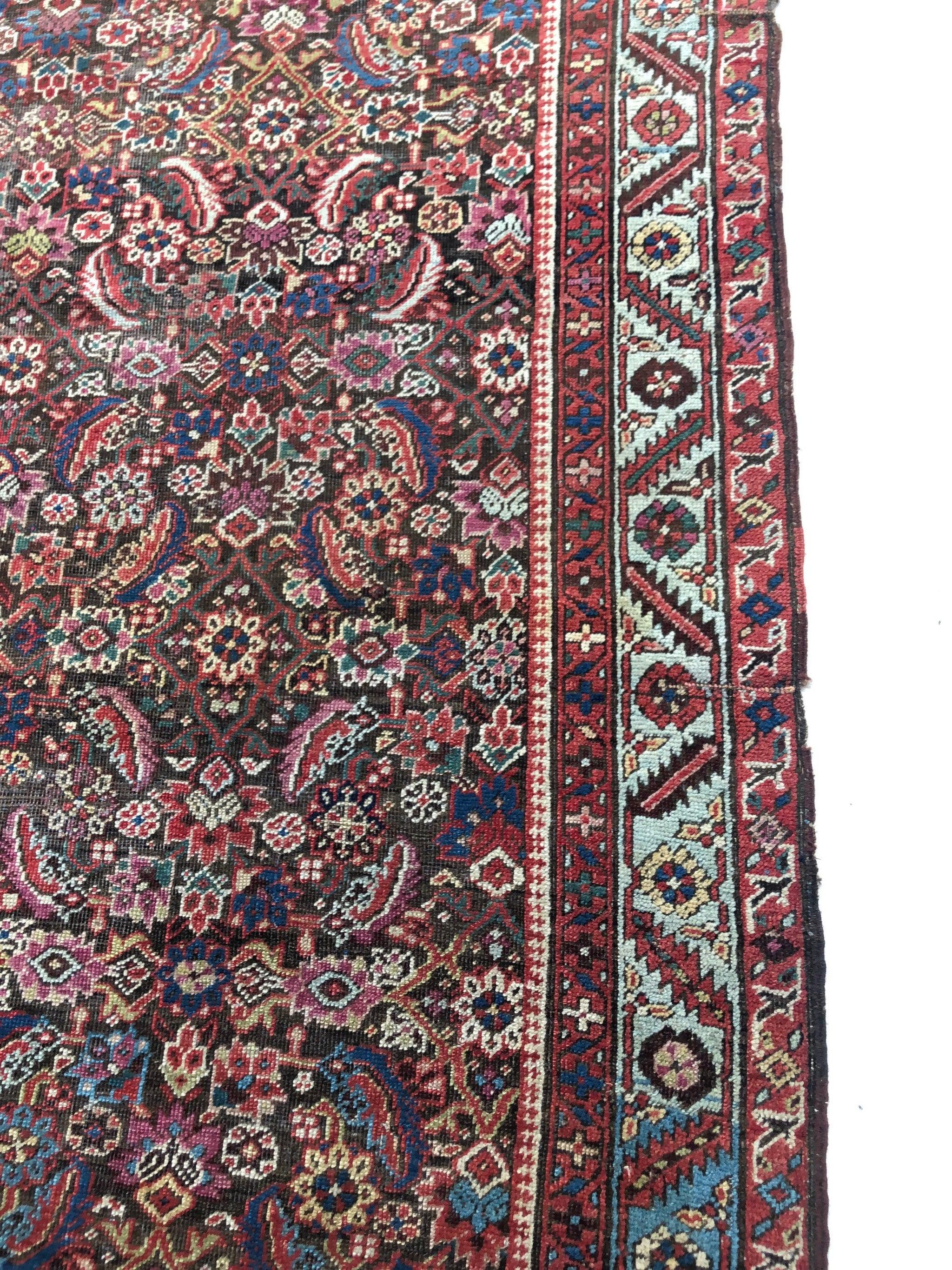 Beautiful European sized Ancient rug

About: The size alone is rare, let alone the unbelievable color palette; eggplant, magenta, lilac, ice blue, honey-yellow, soft rust, antique beige, lake blue/french blue, sky blue, hints of grass green and