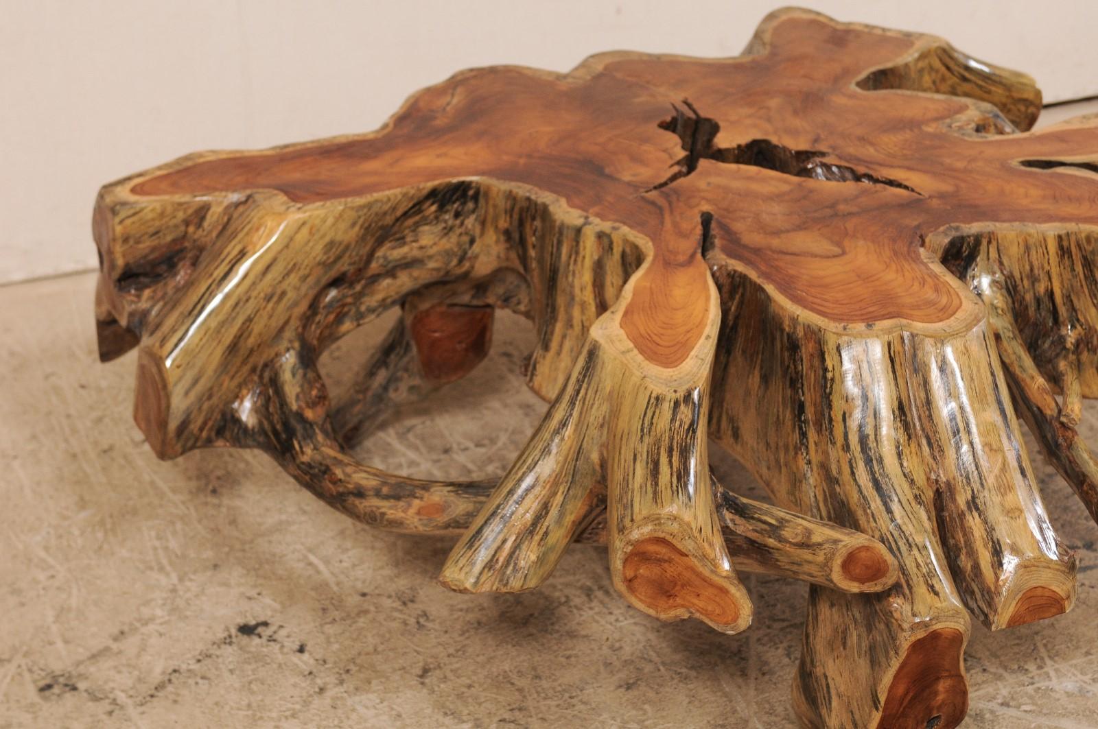 Carved Beautiful European Tree Root Coffee Table For Sale