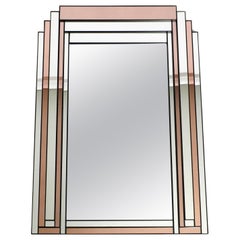 Beautiful exceptional 1970s Art Deco style XL wall mirror by Deknudt Belgium