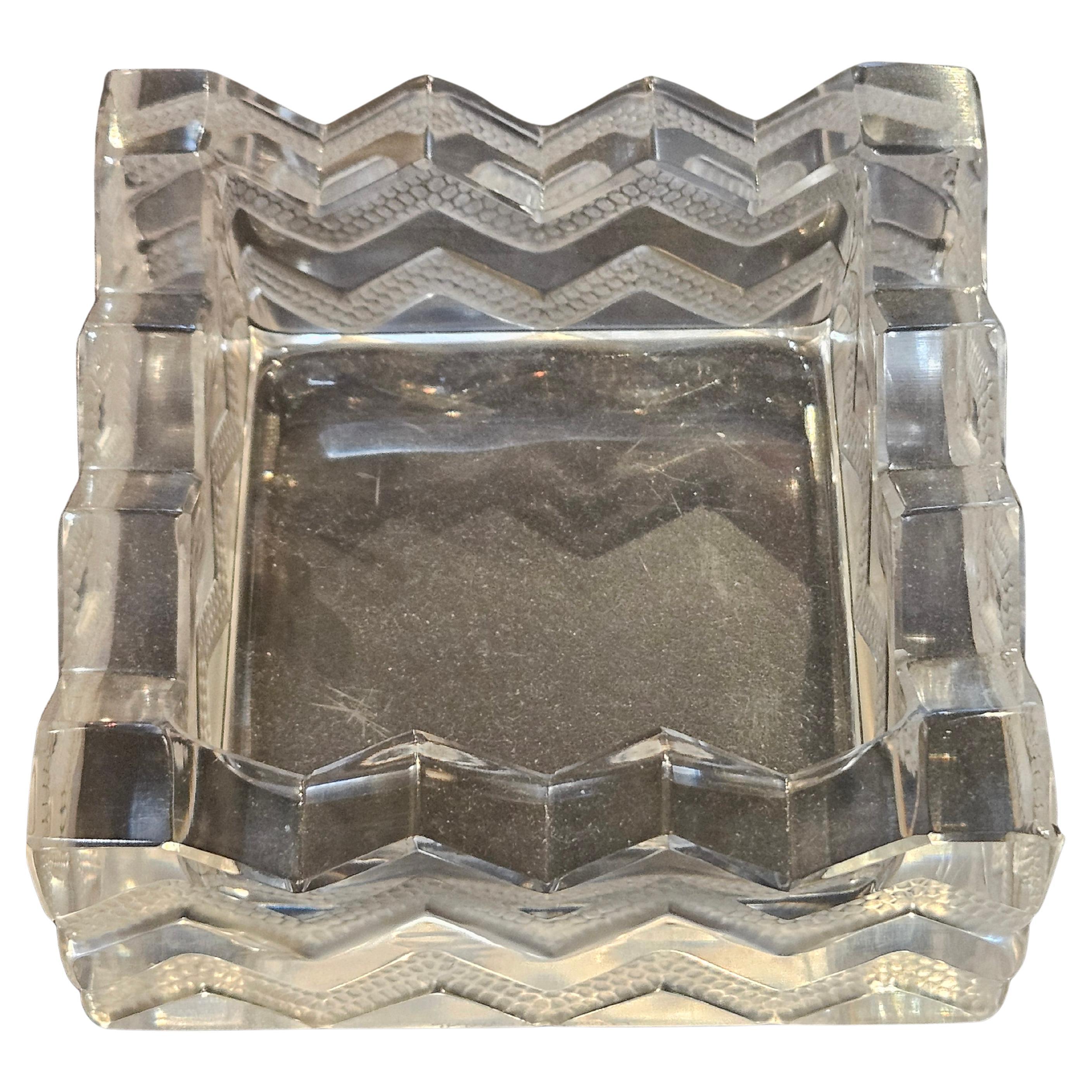 Beautiful Exquisite Estate Original Lalique Zig Zag Pattern Design Ashtray