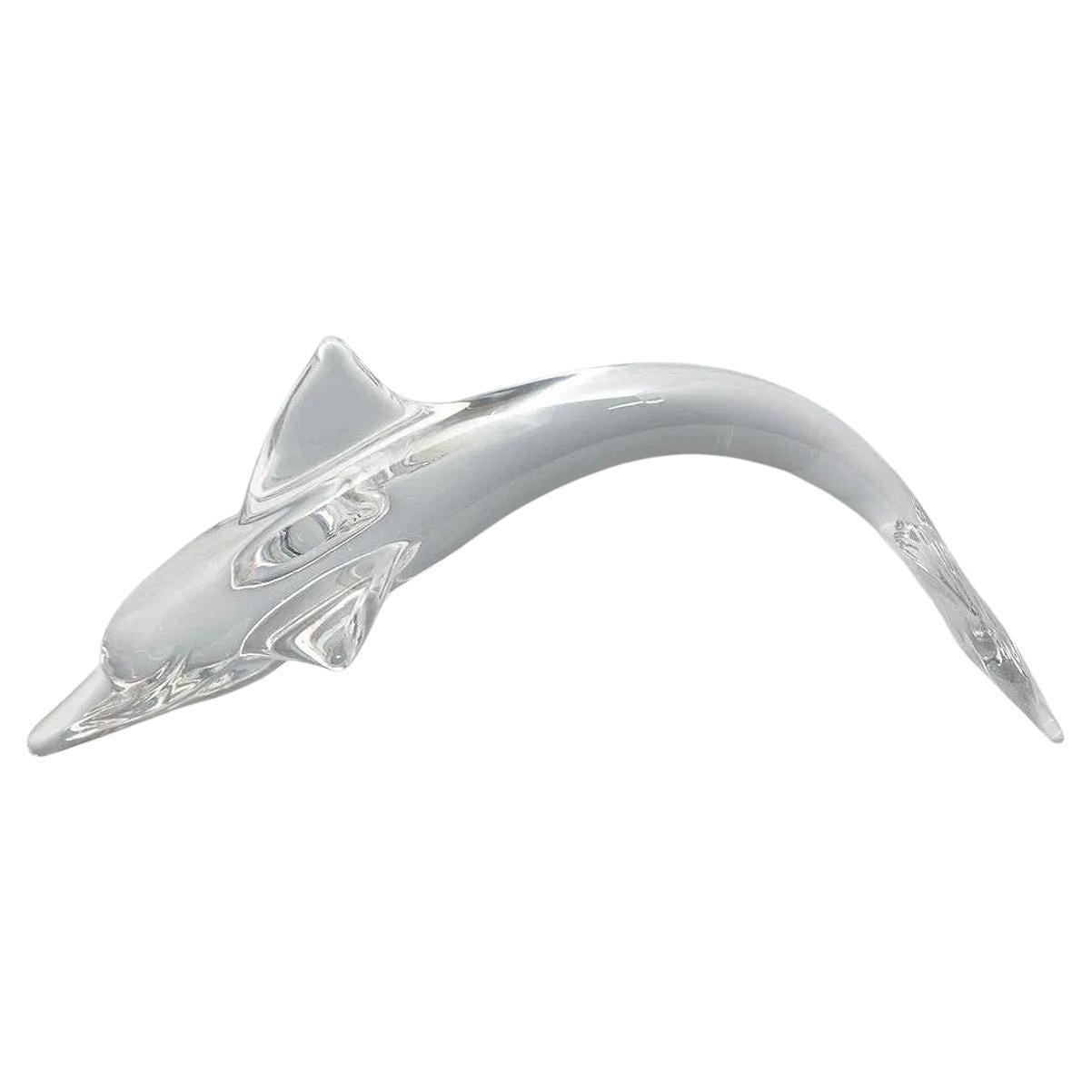 Schöne Extra große Deluxe signiert Daum Glas Kristall Delphin Skulptur im Angebot