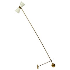 Beautiful Extra Large Rare Midcentury Brass Floor Lamp in the Style of Stilnovo