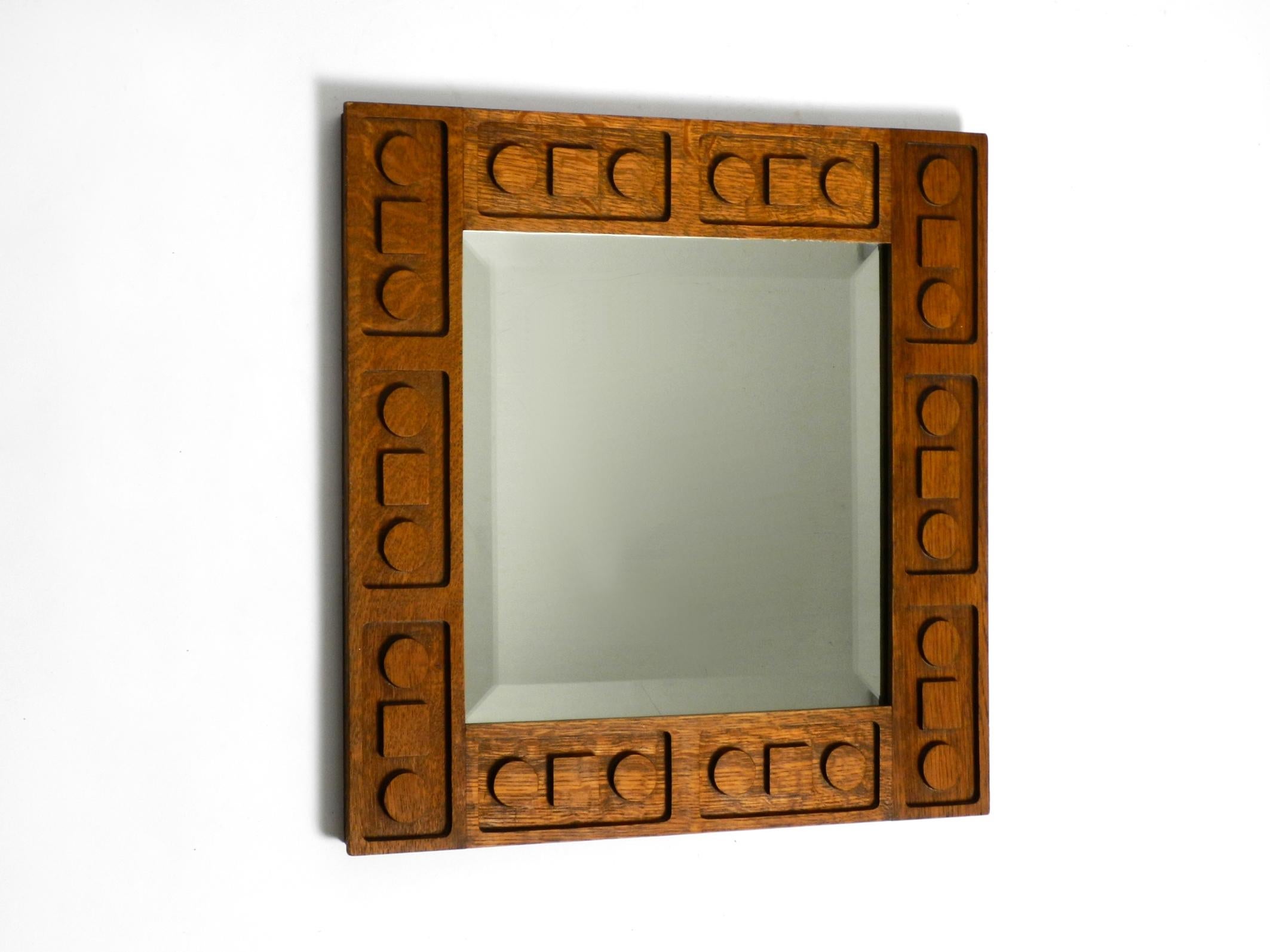 Beautiful extraordinary 1930s Art Deco wall mirror made of oak For Sale 8