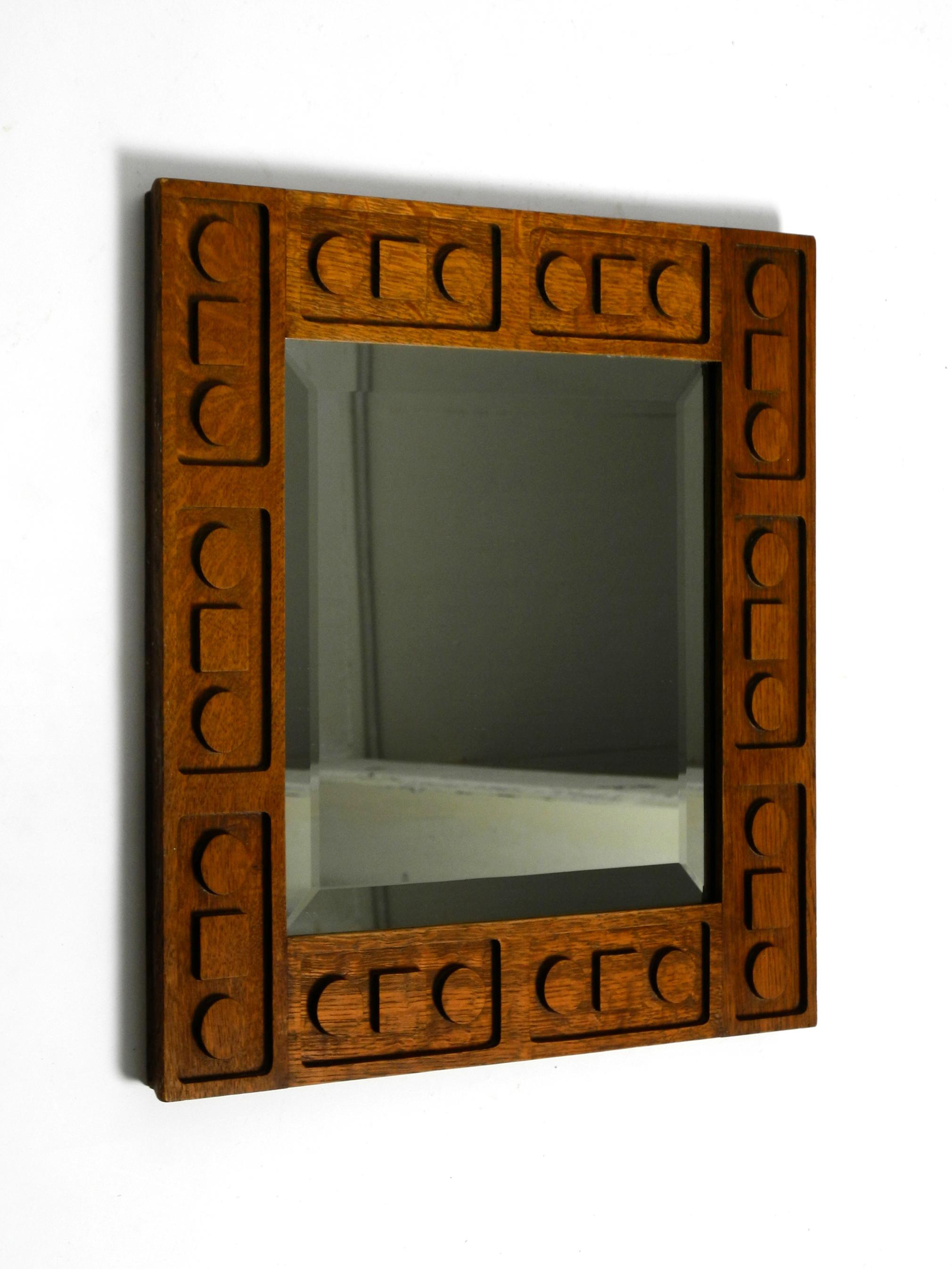 Beautiful extraordinary 1930s Art Deco wall mirror made of oak For Sale 9