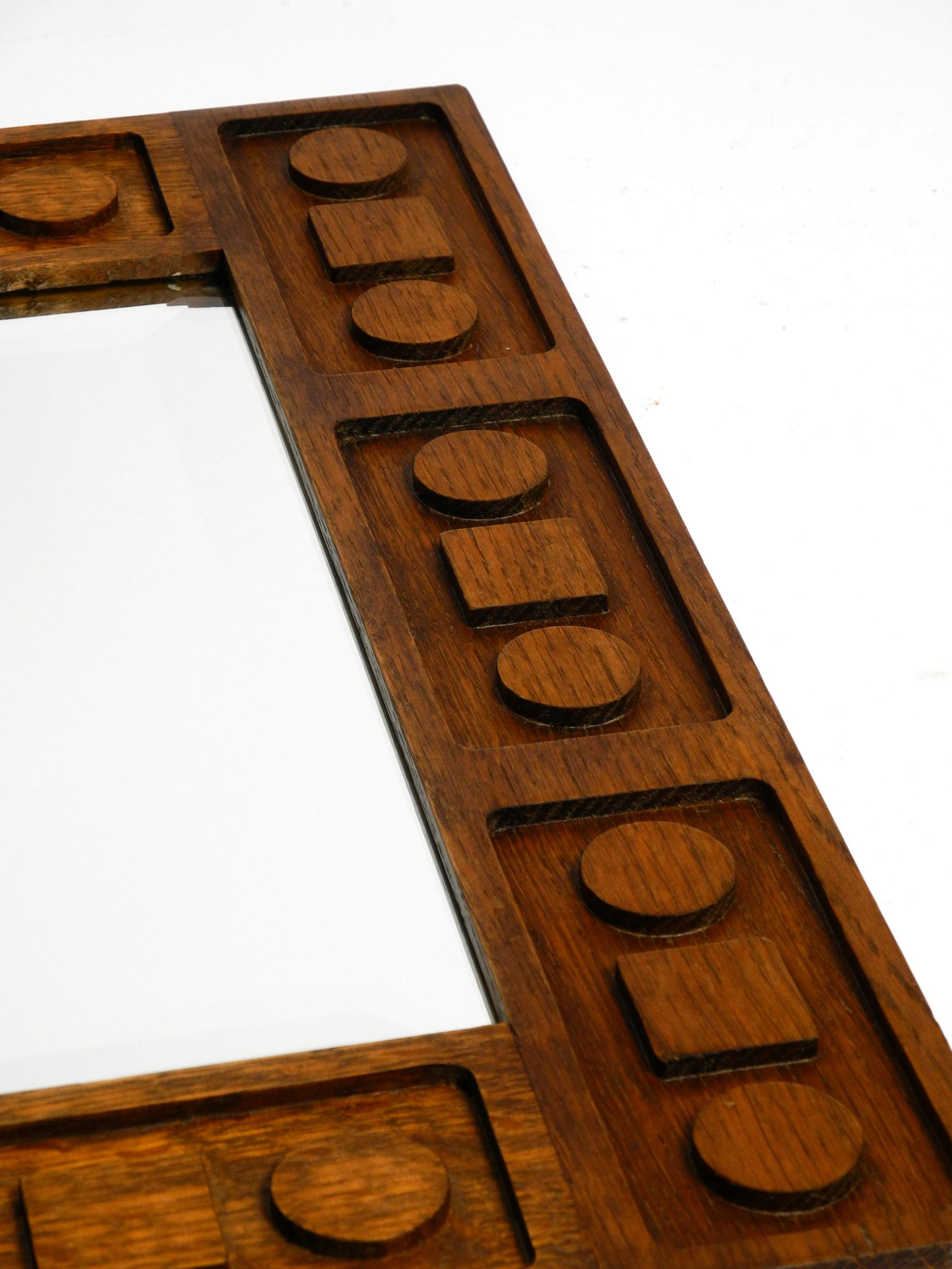 Beautiful extraordinary 1930s Art Deco wall mirror made of oak For Sale 11