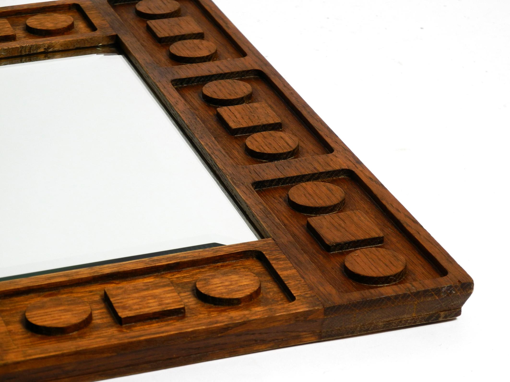 Beautiful extraordinary 1930s Art Deco wall mirror made of oak For Sale 12