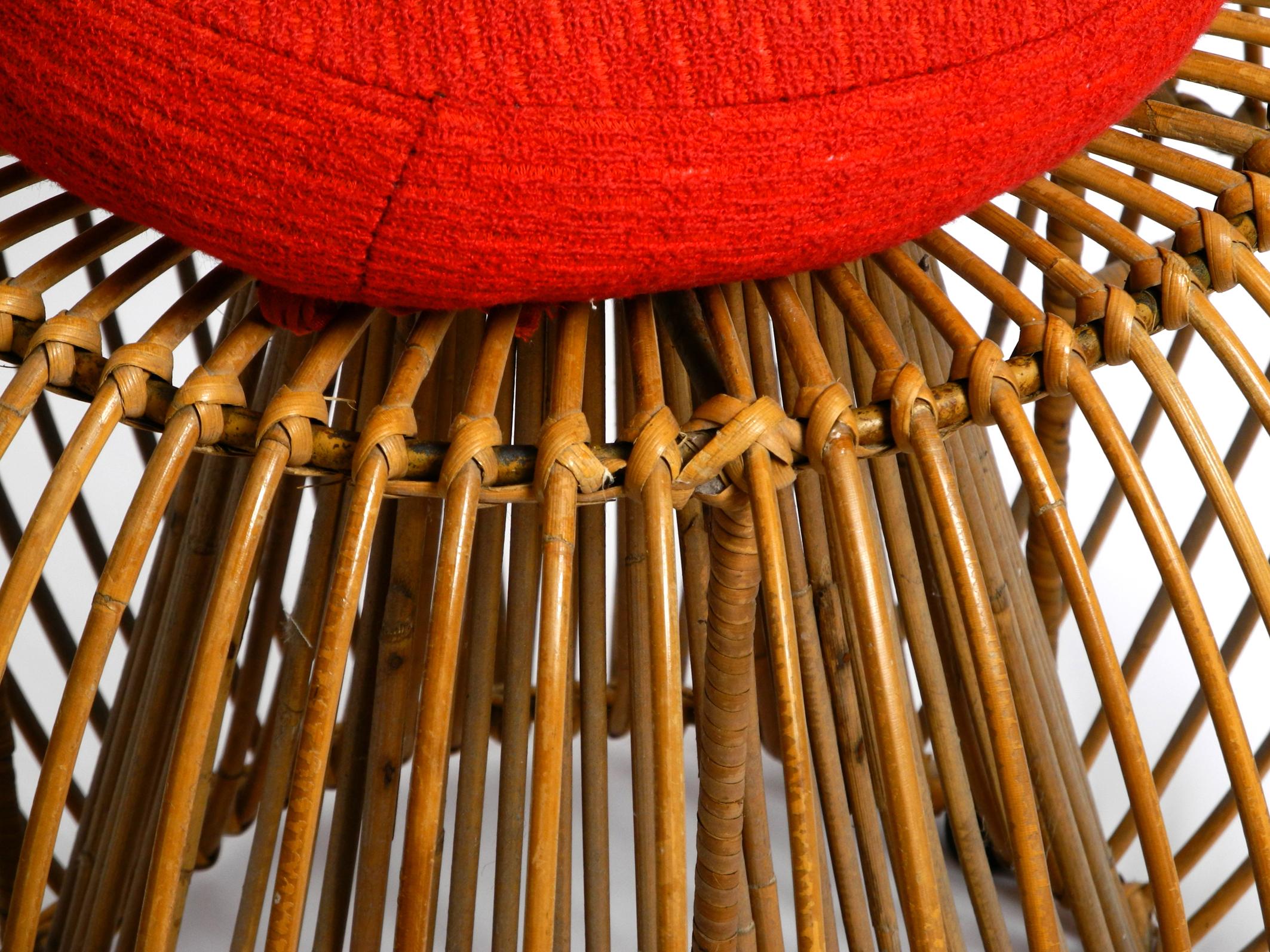 Beautiful extraordinary original 60s Italian bamboo rattan stool  For Sale 7
