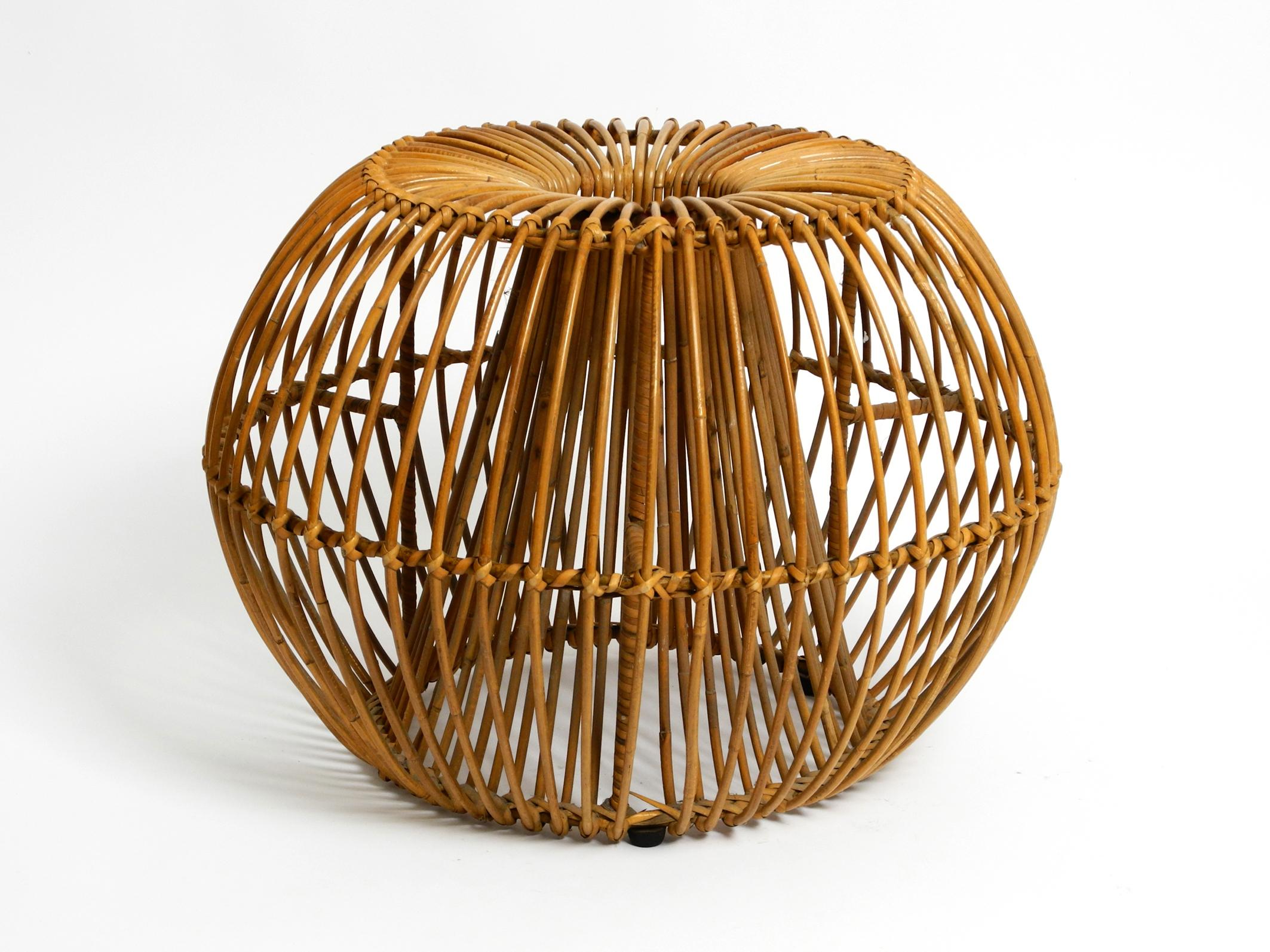Mid-20th Century Beautiful extraordinary original 60s Italian bamboo rattan stool  For Sale