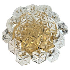 Beautiful Faceted Crystal Prism Flush Mount Chandelier by Kinkeldey 1970s