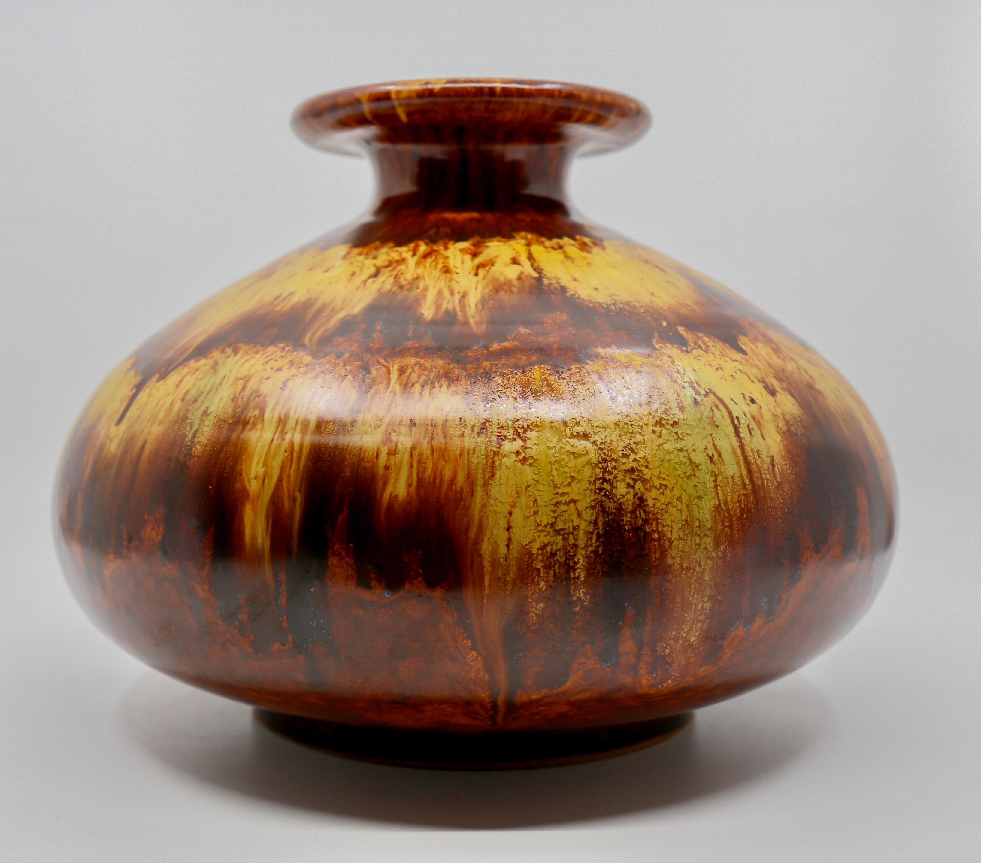 European Beautiful Fat Lava Spherical Vase  For Sale