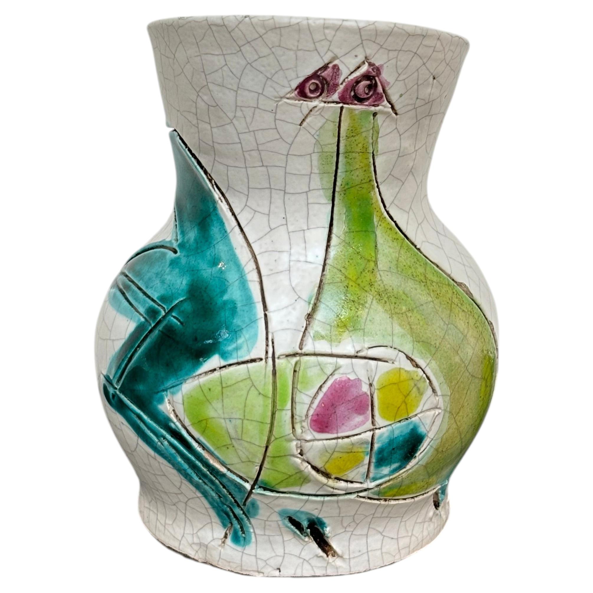 Beautiful figurative pitcher by Georges Jouve, signed For Sale