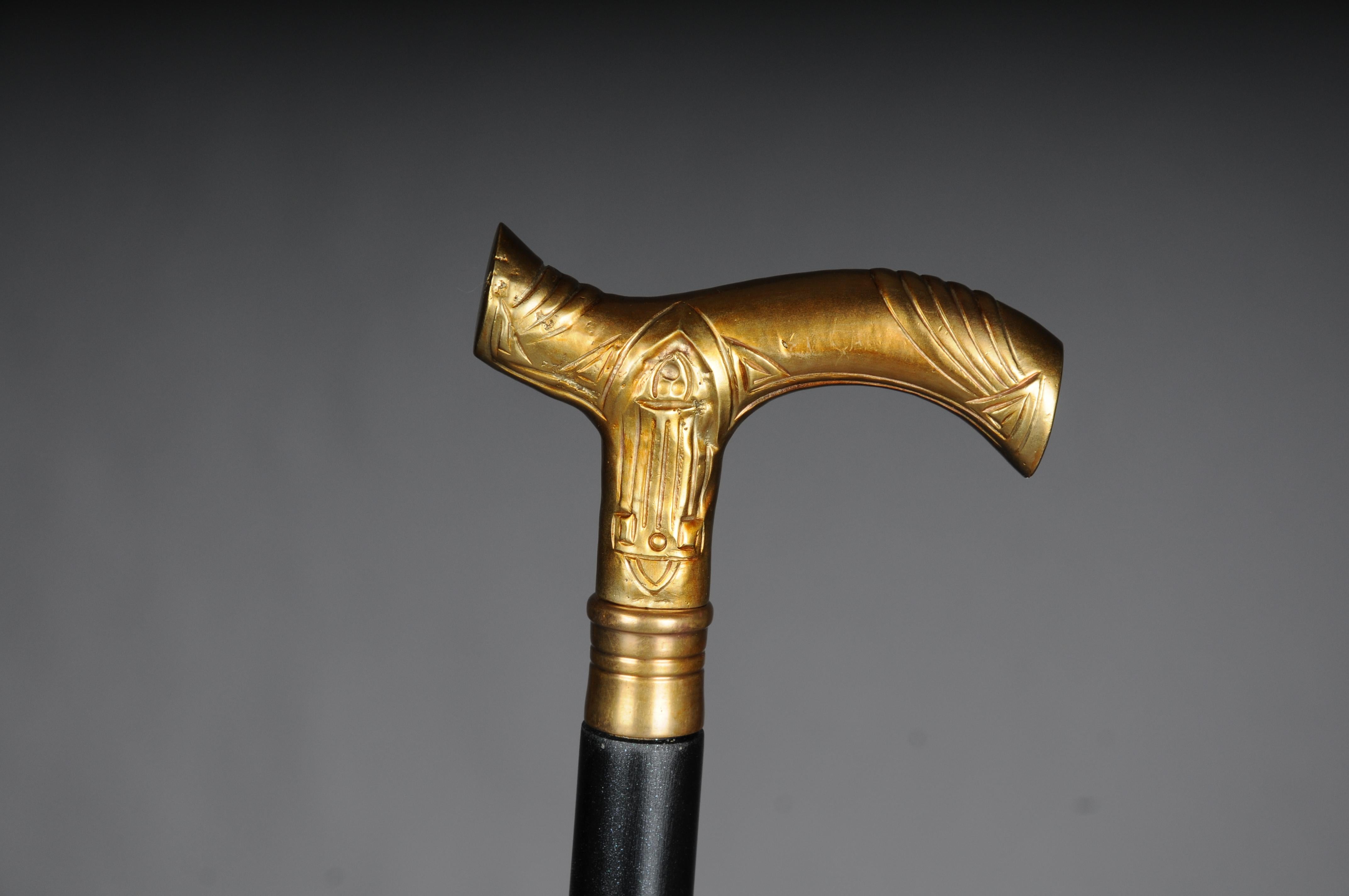 French Beautiful, fine Art Nouveau walking stick bronze, gold type 3 For Sale