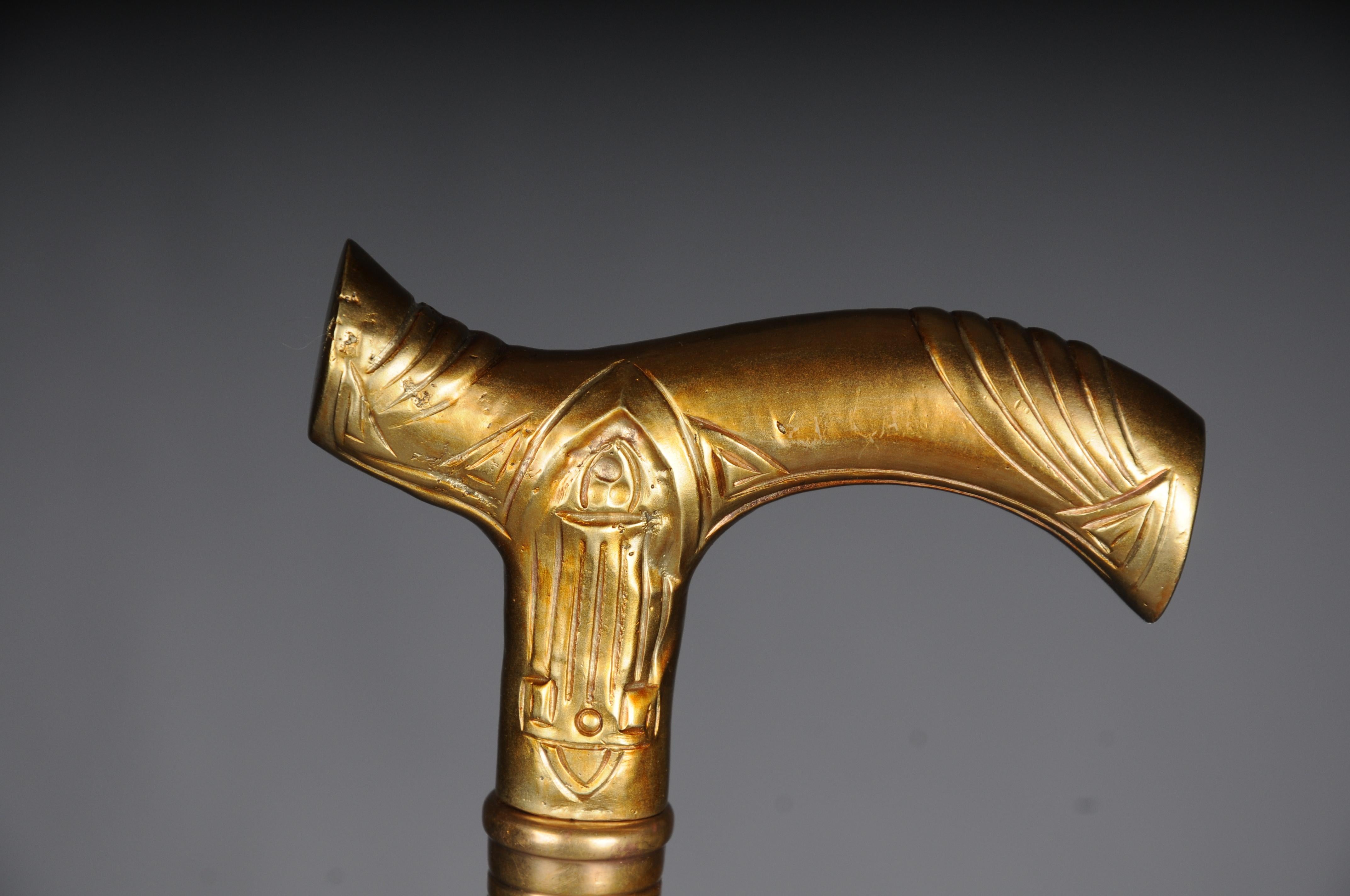 Beautiful, fine Art Nouveau walking stick bronze, gold type 3 In Good Condition For Sale In Berlin, DE