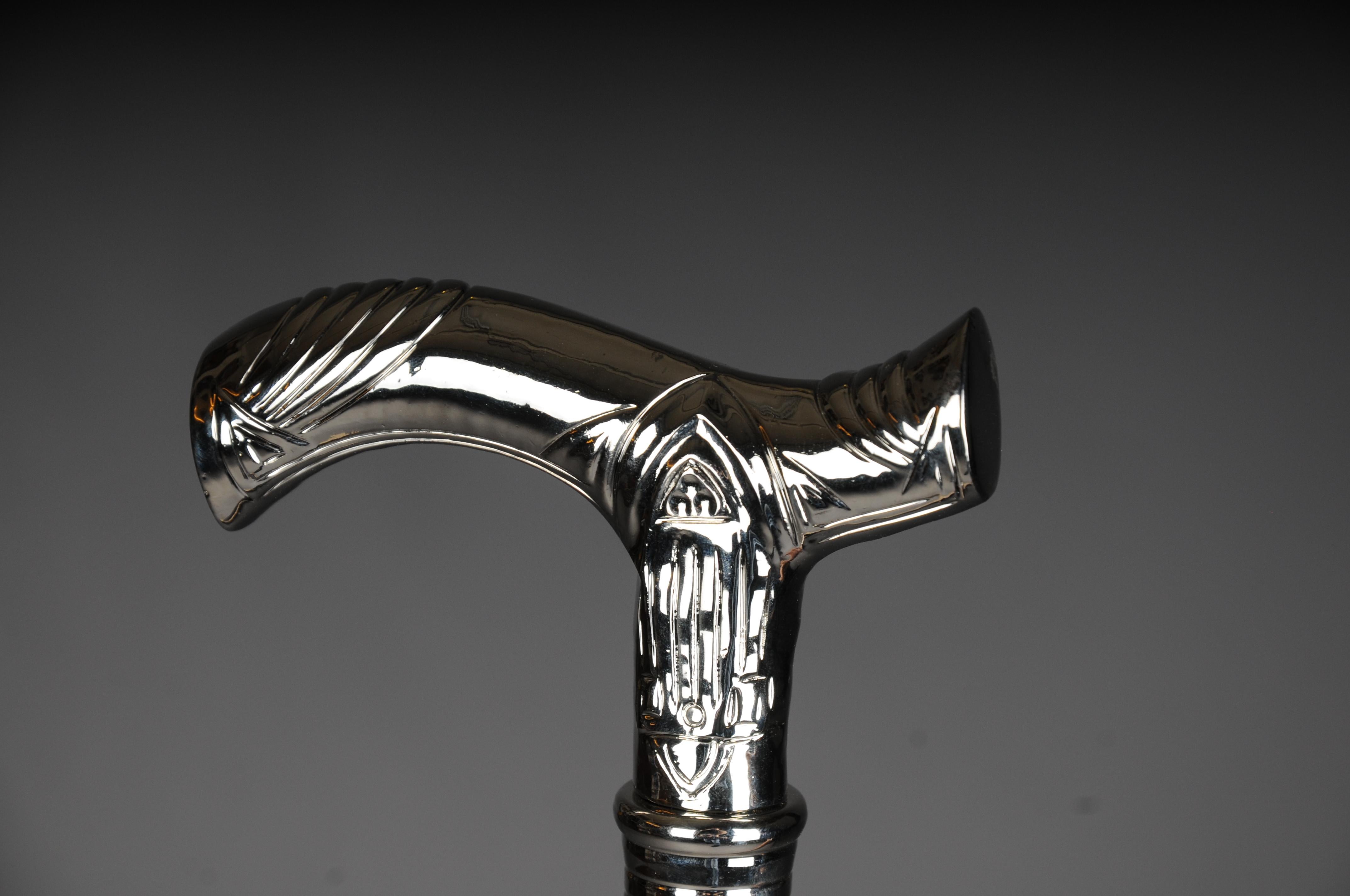 Beautiful, fine Art Nouveau walking stick bronze, silver type 4 For Sale 3