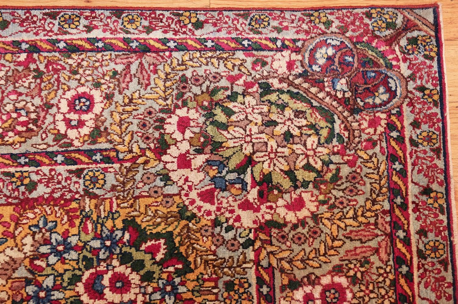 Early 20th Century Beautiful Fine Rare Gold Background Antique Persian Kerman Rug