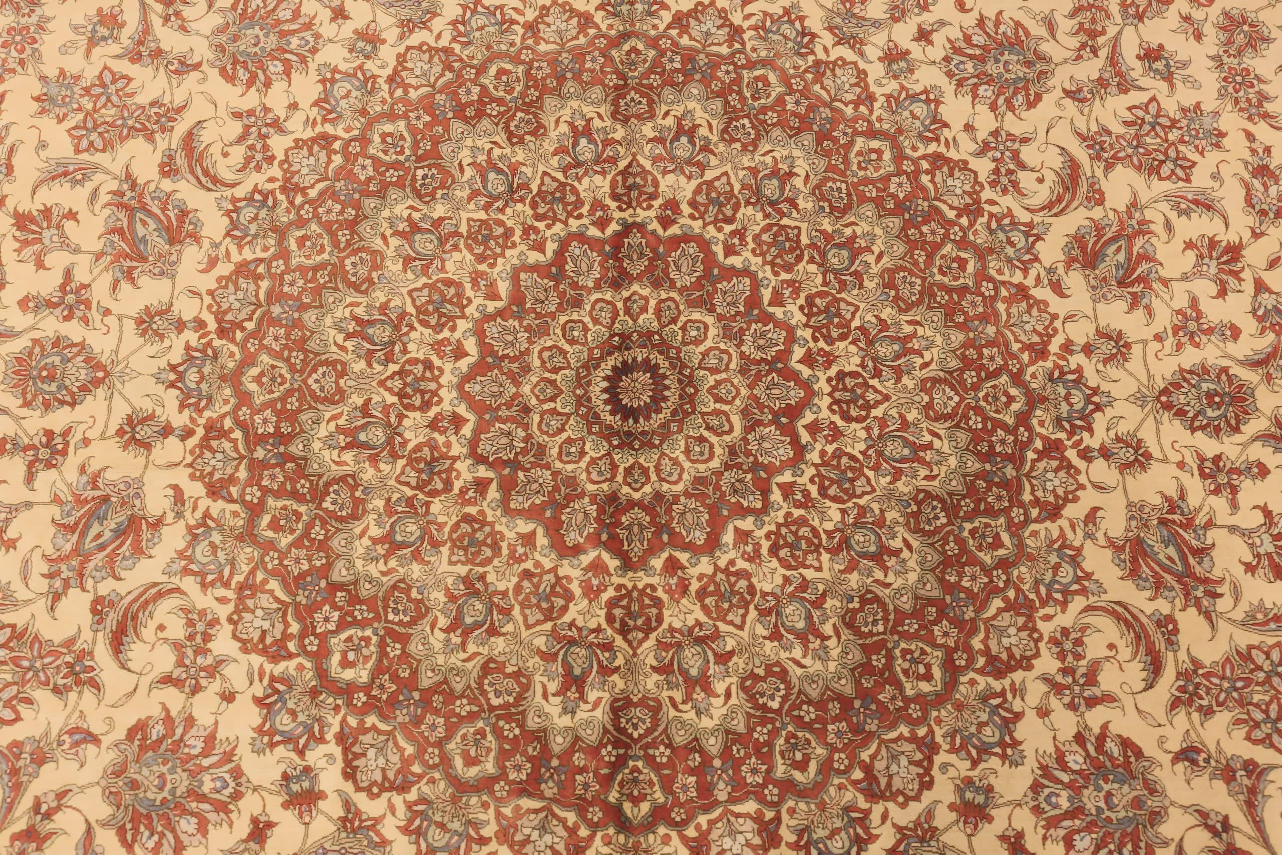 Hand-Knotted Beautiful Fine Room Size Vintage Persian Silk Qum Rug 10' x 13'4