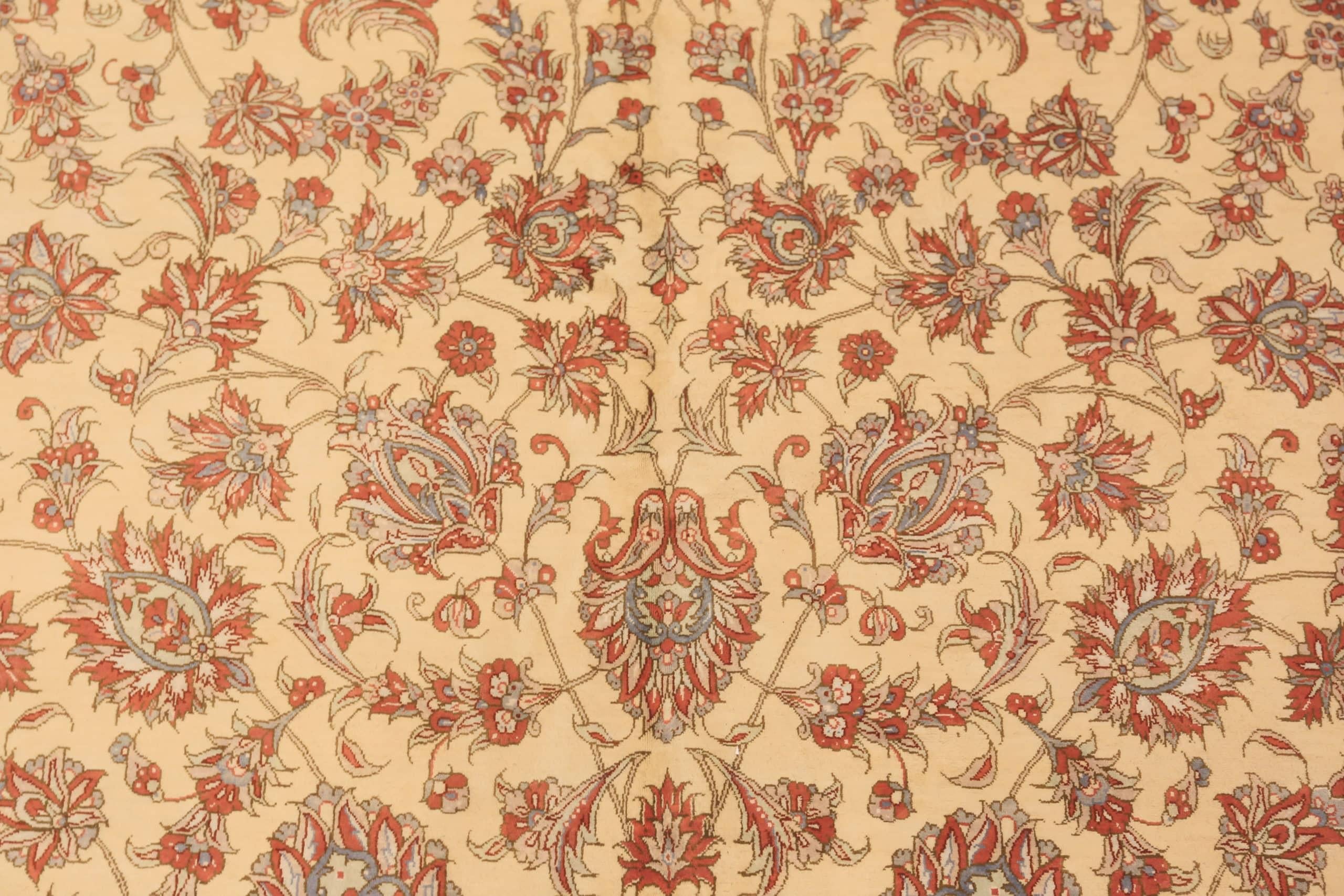 20th Century Beautiful Fine Room Size Vintage Persian Silk Qum Rug 10' x 13'4