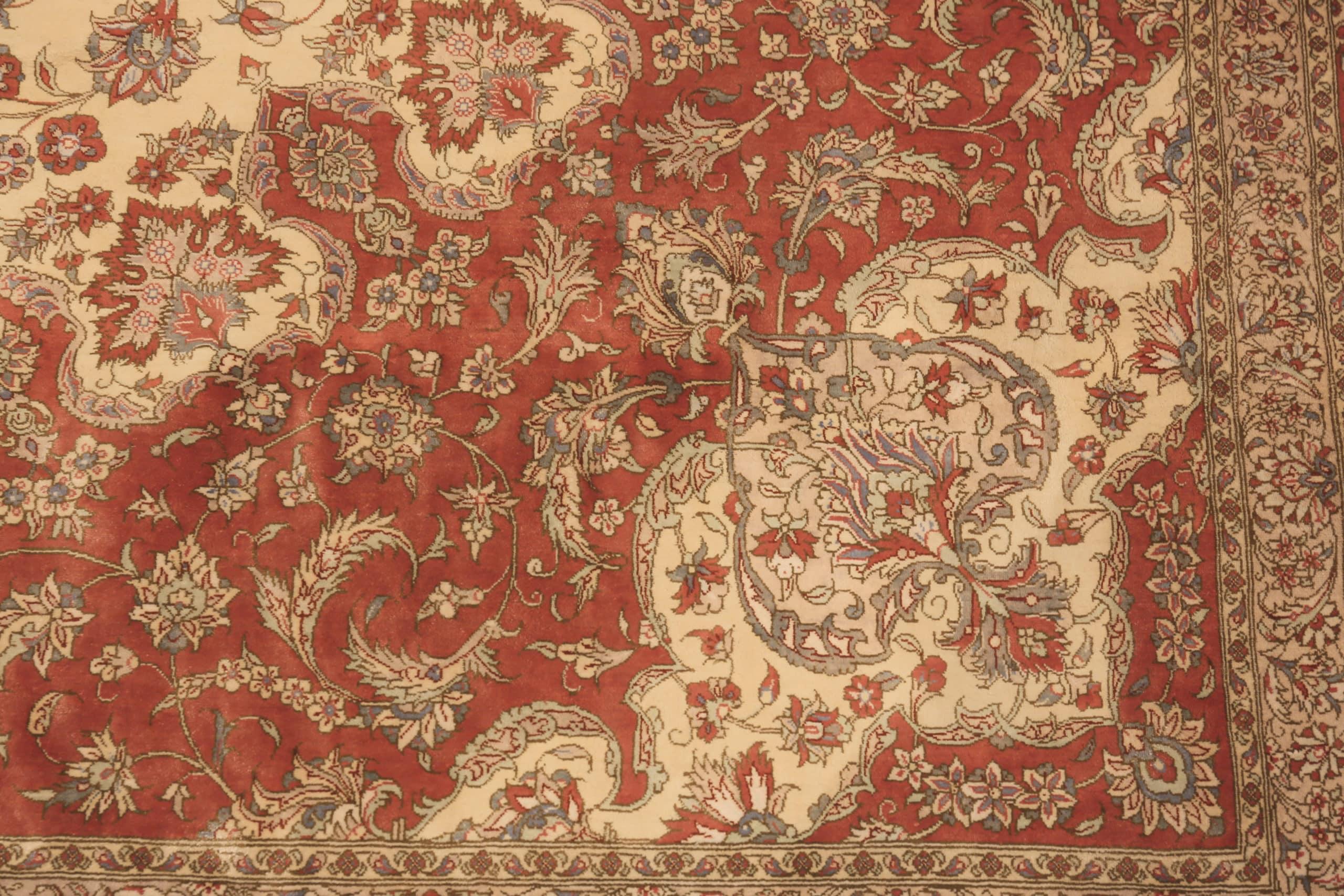 Beautiful Fine Room Size Vintage Persian Silk Qum Rug 10' x 13'4