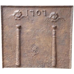 Beautiful Fireback with Pillars of Hercules and Angels, Dated 1707