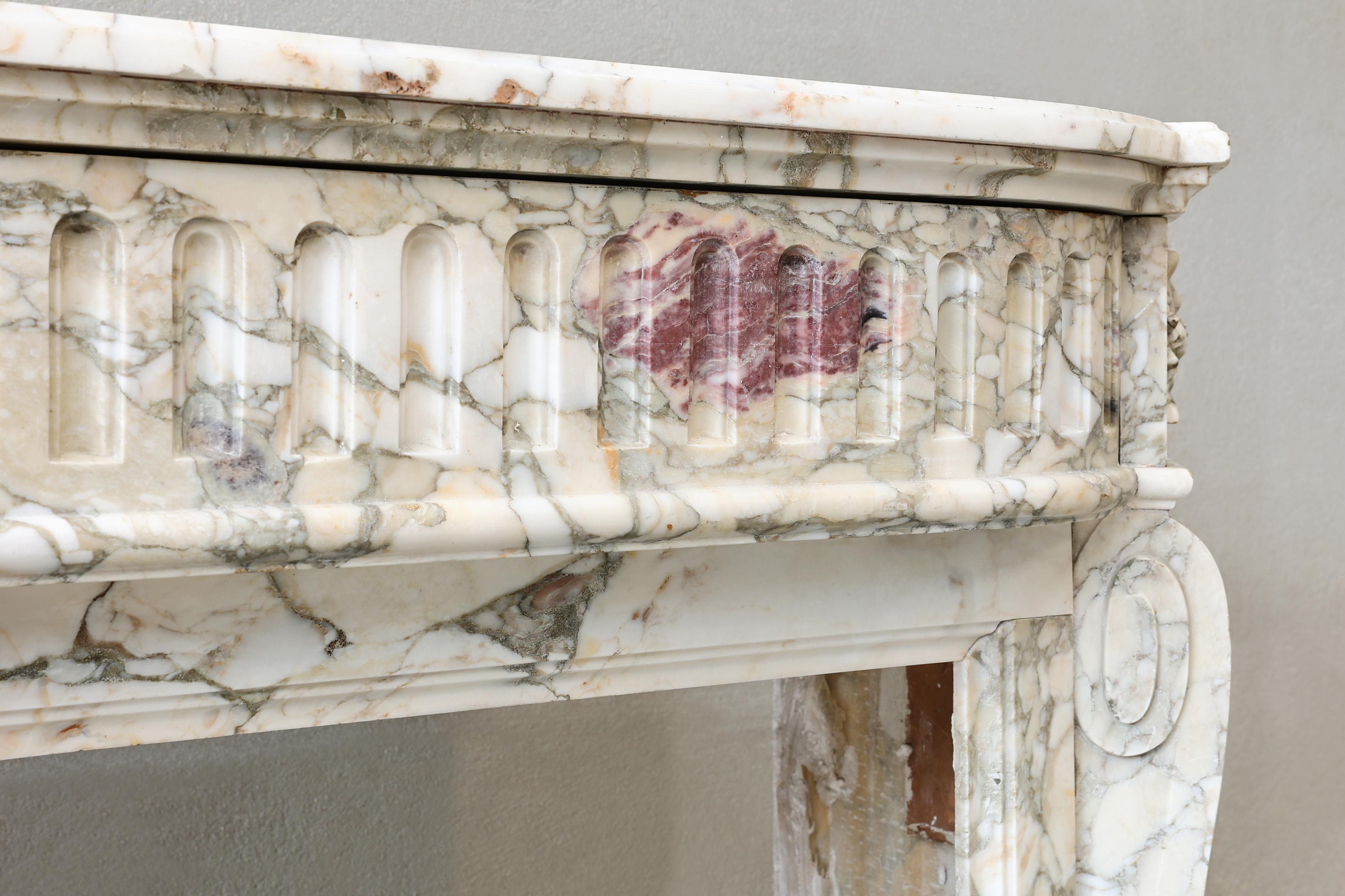Antique Marble Fireplace Surround  Breche Violettea Marble  19th Century In Good Condition In Made, NL