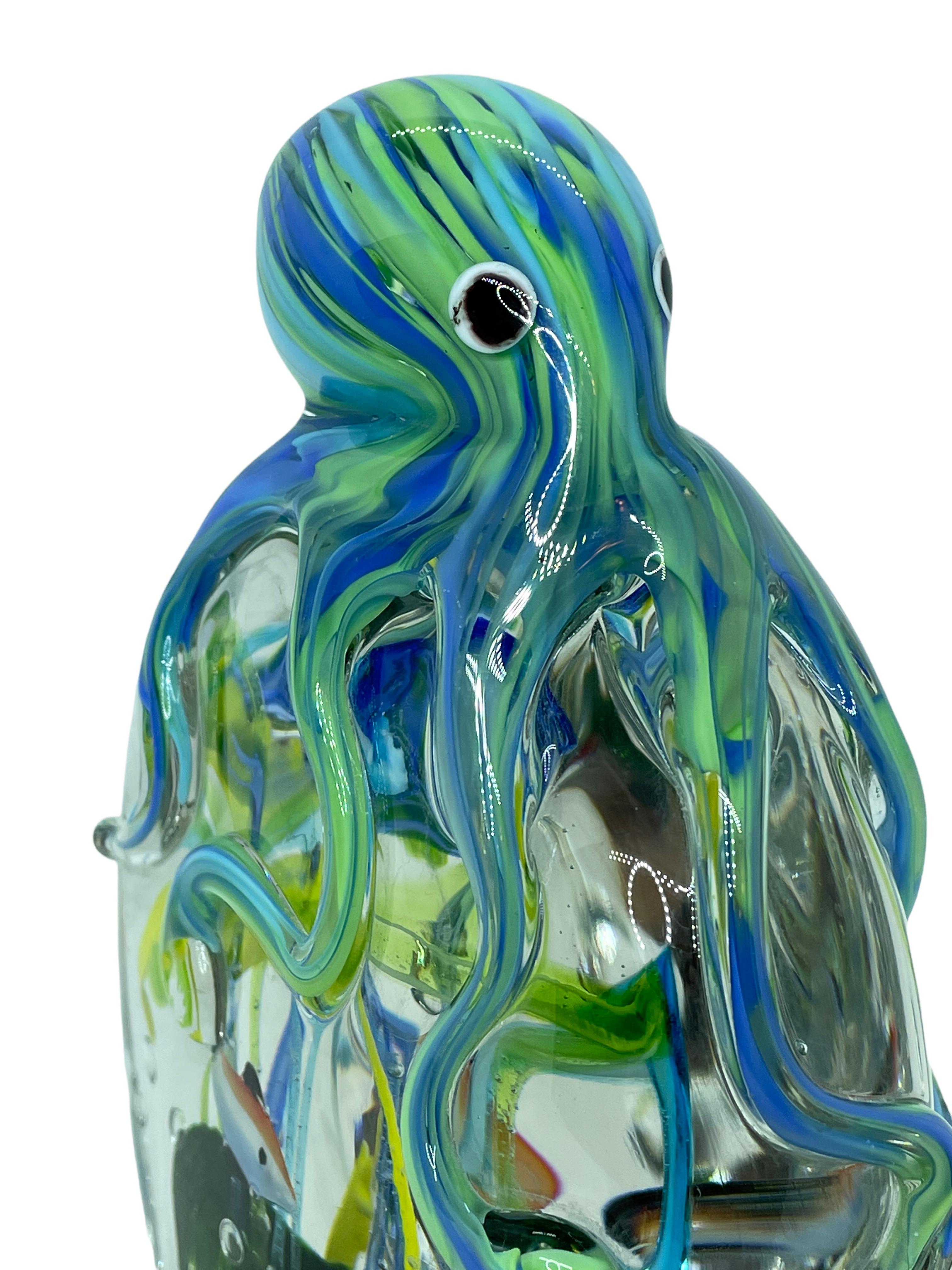 glass octopus paperweight