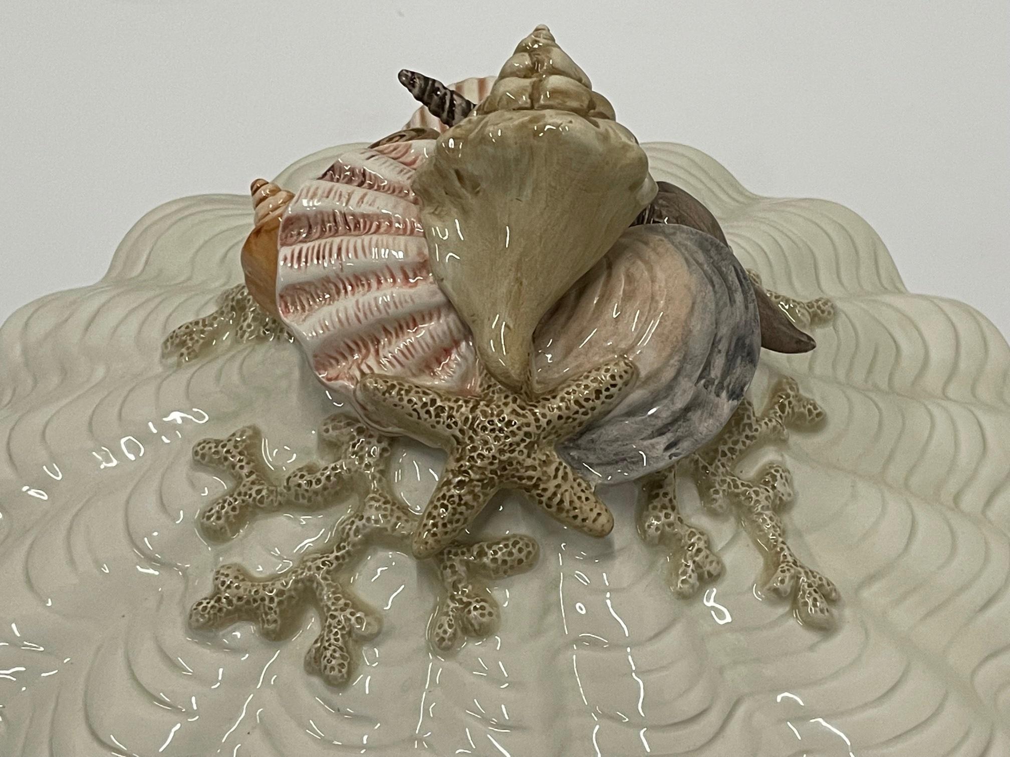 Beautiful Fitz and Floyd Tureen with Shell Decoration For Sale at 1stDibs