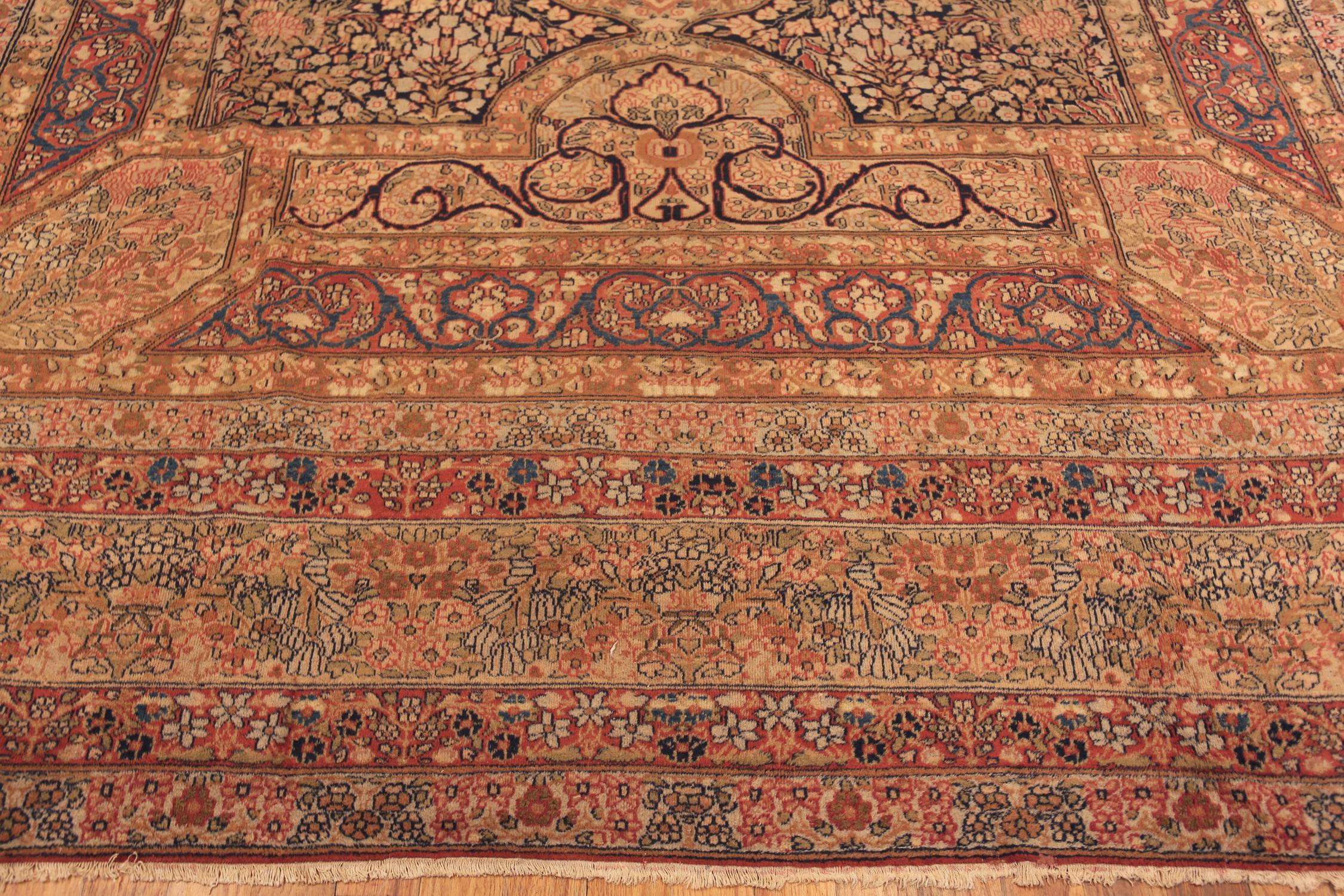 Hand-Knotted Beautiful Floral Antique Persian Kerman Rug 10'9